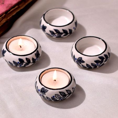 Premium Ceramic Tea Light Holder for Decoration in Set of 4